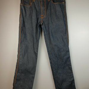 Nudie Slim Jim Mens Dark Wash Organic Cotton Denim Jeans Size 34X34 (34X33)